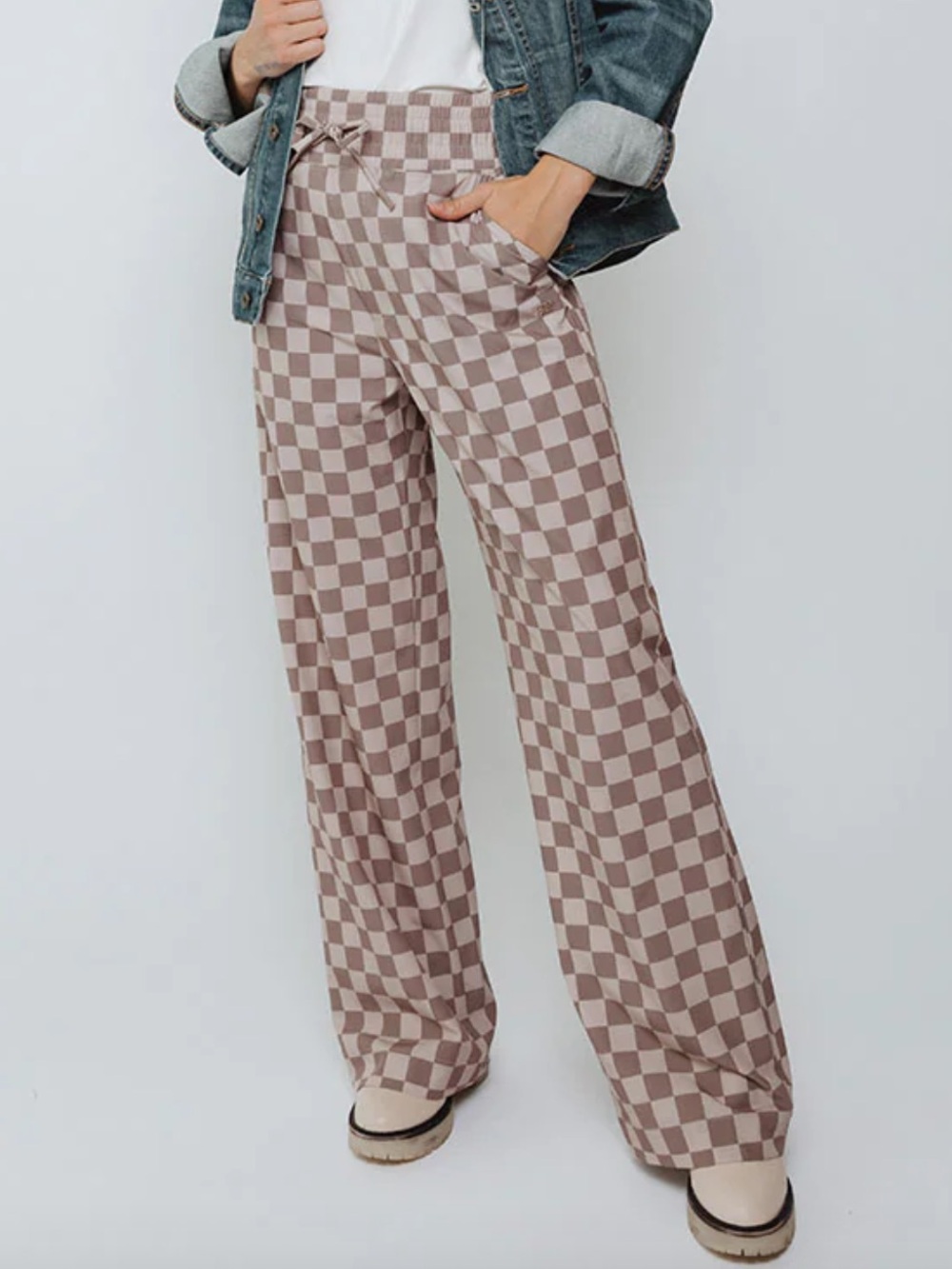 AUDREY TROUSER, BROWN CHECKERS